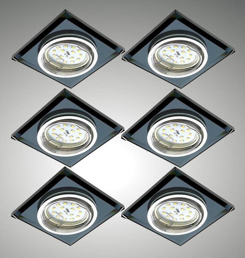 TRANGO LED Einbauleuchte, 6er Set 6736S-06GUSDAK *BLACK CRYSTAL* LED Deckenstrahler aus handgeschliffenem Schwarzglas & Alu inkl. 6x 3-Stufen dimmbar GU10 LED Leuchtmittel 3000K warmweiß, Einbauspot, Deckenleuchte TRANGO LED Einbauleuchte, 6er Set 6736S-06GUSDAK *BLACK CRYSTAL* LED Deckenstrahler aus handgeschliffenem Schwarzglas & Alu inkl. 6x 3-Stufen dimmbar GU10 LED Leuchtmittel 3000K warmweiß, Einbauspot, Deckenleuchte von TRANGO