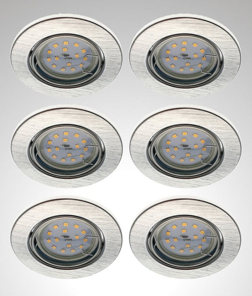 TRANGO LED Einbauleuchte, 6er Set 6729-069MO LED Einbaustrahler in ALU gebürstet schwenkbar inkl. 6x 5 Watt 3000K warmweiß Ultra Flach LED Modul, Einbauspots, Deckenlampe, Badleuchte, Deckenleuchte, Spots TRANGO LED Einbauleuchte, 6er Set 6729-069MO LED Einbaustrahler in ALU gebürstet schwenkbar inkl. 6x 5 Watt 3000K warmweiß Ultra Flach LED Modul, Einbauspots, Deckenlampe, Badleuchte, Deckenleuchte, Spots von TRANGO