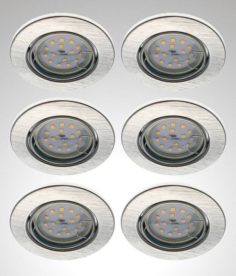TRANGO LED Einbauleuchte, 6er Set 6729-069MO LED Einbaustrahler in ALU gebürstet schwenkbar inkl. 6x 5 Watt 3000K warmweiß Ultra Flach LED Modul, Einbauspots, Deckenlampe, Badleuchte, Deckenleuchte, Spots TRANGO LED Einbauleuchte, 6er Set 6729-069MO LED Einbaustrahler in ALU gebürstet schwenkbar inkl. 6x 5 Watt 3000K warmweiß Ultra Flach LED Modul, Einbauspots, Deckenlampe, Badleuchte, Deckenleuchte, Spots von TRANGO