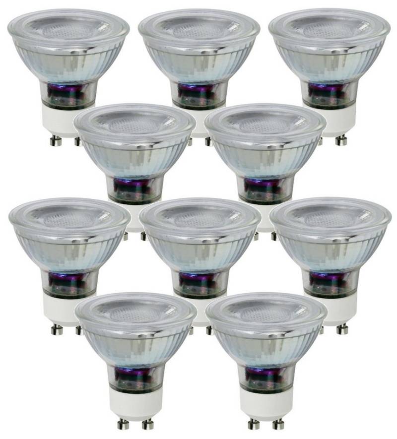 TRANGO LED-Leuchtmittel, 10er Pack GU10CWSD-10 GU10 LED Leuchtmittel 3-Stufen dimmbar - 6000K kaltweiss zum Austauschen GU10 & MR16 Halogen Leuchtmittel für Einbauleuchten, 10 St., Deckenstrahler, Einbaustrahler, Deckenleuchte, Spots von TRANGO