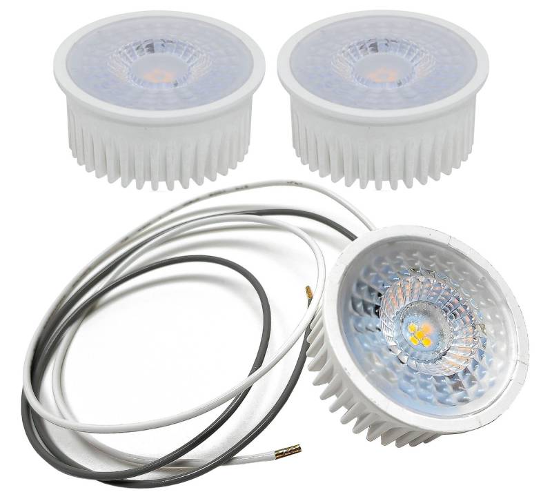 TRANGO LED-Leuchtmittel, 3er Pack MOCOB-C LED Modul 3cm Ultra flach inkl. 50cm Kabel 3000K warmweiß 5 Watt zum Austausch GU10 & MR16 Halogen Leuchtmittel Einbauleuchte, Deckenstrahler, Einbaustrahler, Deckenleuchte, 3 St. von TRANGO