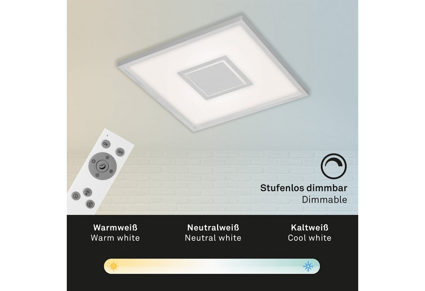 TRANGO LED Panel, 3469 LED Panel Deckenlampe 36 Watt *KI* CCT Farbtemperatur Steuerung 3000K bis 6500K & Helligkeit stufenlos dimmbar mit Fernbedienung Memory & Timer Deckenleuchte Ultra-Flach, Deckenstrahler, Wandleuchte 595x595x59mm von TRANGO