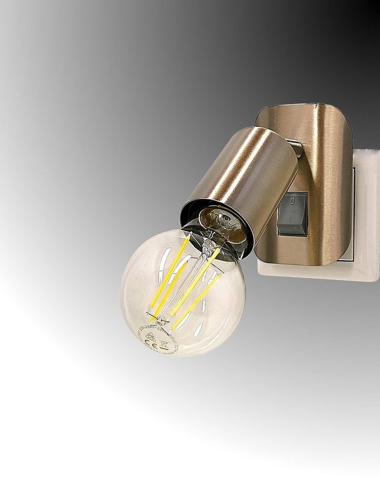 TRANGO LED Steckdosenleuchte, 11-060 LED Steckerleuchte inkl. 1x 8 Watt 3000K warmweiß E27 LED Leuchtmittel in Nickel matt *ANNA*, Wandleuchte, Leselampe, Küchenlampe, Wandleuchte, Leselampe, Küchenlampe, Nachtlicht, Wandlampe von TRANGO