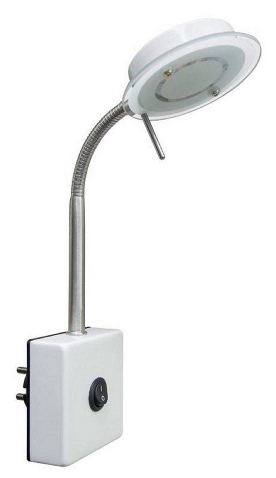 TRANGO LED Steckdosenleuchte, 2604 LED Steckerleuchte, Wandleuchte, Leselampe, Küchenlampe, Nachtlicht in Weiß matt inkl. 5 Watt LED Modul warmweiß 3000K Leuchtmittel, Wandlampe, Küchenlampe von TRANGO