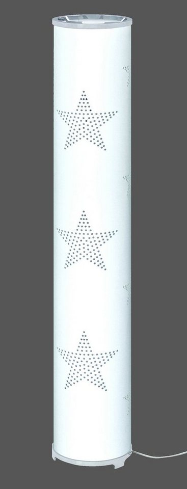 TRANGO LED Stehlampe, 1246L Modern Design Stehleuchte inkl. 2x E14 LED Leuchtmittel *STARS* Stehlampe mit Stoffschirm in WEISS mit Sternen-Dekor, Standleuchte, Deko-Stehlampe, Wohnzimmer Lampe, Höhe ca. 100cm von TRANGO