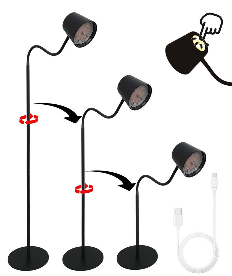 TRANGO LED Stehlampe, 1502A Schwarz-Anthrazit – Kabellos & wiederaufladbar – 6W 2700K warmweiß – Stufenlos dimmbar per Touch – IP44 – Akku Standlampe für Innen & Außen – Höhe 125 cm – USB-C Ladekabel 150cm TRANGO LED Stehlampe, 1502A Schwarz-Anthrazit – Kabellos & wiederaufladbar – 6W 2700K warmweiß – Stufenlos dimmbar per Touch – IP44 – Akku Standlampe für Innen & Außen – Höhe 125 cm – USB-C Ladekabel 150cm von TRANGO
