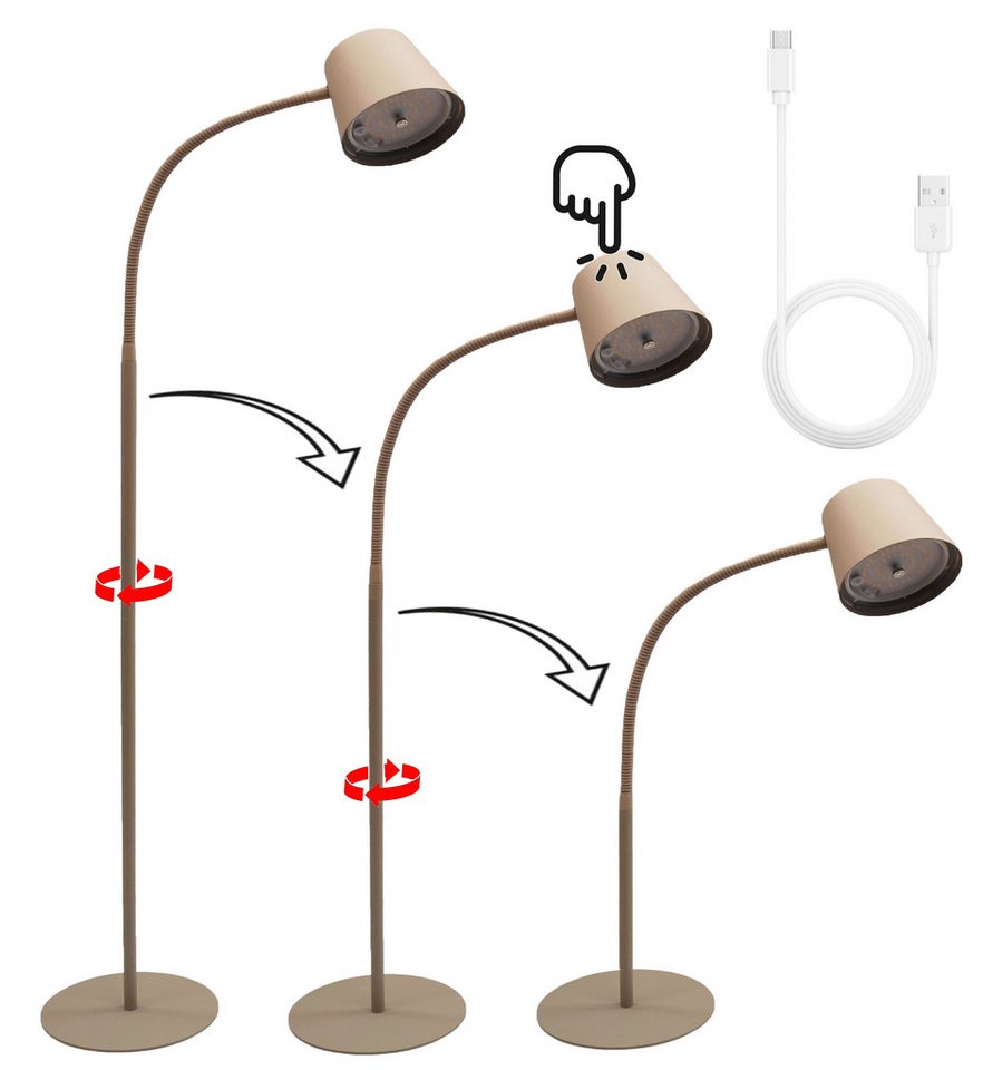 TRANGO LED Stehlampe, 1502B Beige – Kabellos & wiederaufladbar – 6W 2700K warmweiß – Stufenlos dimmbar per Touch – IP44 – Akku Standlampe für Innen & Außen – Höhe 125 cm – USB-C Ladekabel 150cm TRANGO LED Stehlampe, 1502B Beige – Kabellos & wiederaufladbar – 6W 2700K warmweiß – Stufenlos dimmbar per Touch – IP44 – Akku Standlampe für Innen & Außen – Höhe 125 cm – USB-C Ladekabel 150cm von TRANGO