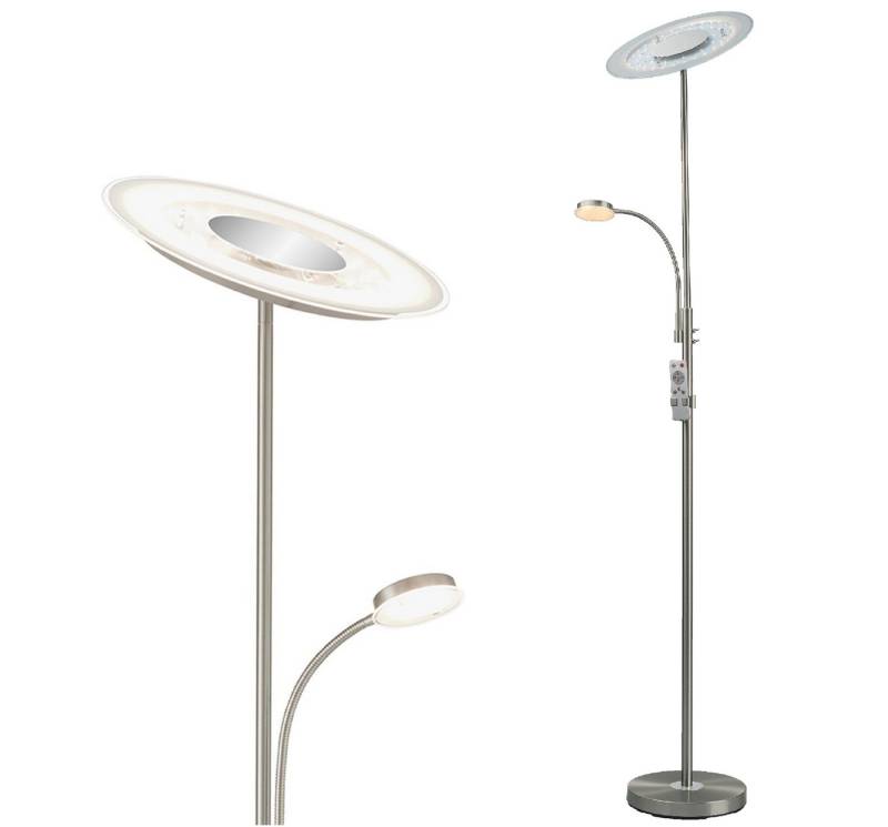 TRANGO LED Stehlampe, 1528 stufenlos dimmbar & Farbtemperatur einstellbar per Fernbedienung LED-Stehlampe in Rund 36 Watt – 3640 Lumen – 3000-6500K LED Modul *M&S* 180cm hoch schwenkbar & drehbar, modern & chic Standlampe, Wohnzimmer Leuchte, Deckenfluter von TRANGO