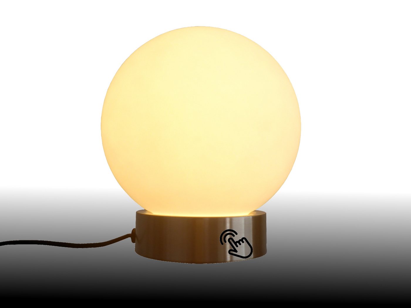 TRANGO LED Tischleuchte, 2017-05T Stufenlos dimmbar LED Tischlampe in Nickel matt mit satinierte Glasschirm *Giulia* Tischleuchte, Nachttisch & Fensterbank Lampe incl. je 1x 5 Watt LED Modul 3000K warmweiß, Schreibtischlampe mit Kugelglas TRANGO LED Tischleuchte, 2017-05T Stufenlos dimmbar LED Tischlampe in Nickel matt mit satinierte Glasschirm *Giulia* Tischleuchte, Nachttisch & Fensterbank Lampe incl. je 1x 5 Watt LED Modul 3000K warmweiß, Schreibtischlampe mit Kugelglas von TRANGO