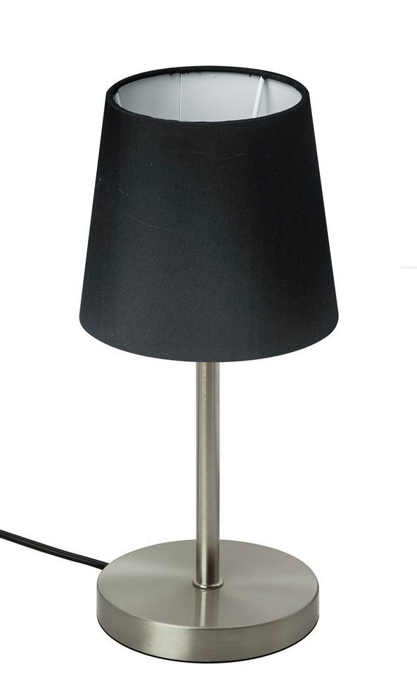 TRANGO LED Tischleuchte, 2017-08GL LED Nachttischlampe *GREY* Tischleuchte mit Stoffschirm in Grau inkl. 1x E14 LED Leuchtmittel 3000K warmweiß, Lampe, Fensterbank Leuchte, Nachttischleuchte für Schlafzimmer von TRANGO