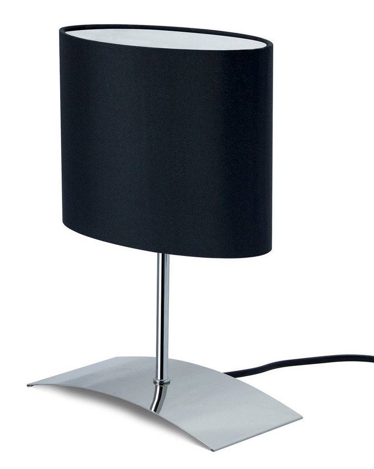 TRANGO LED Tischleuchte, 2018-04BKL LED Nachttischlampe *BLACKY* Tischleuchte mit Stoffschirm inkl. 1x E14 LED Leuchtmittel 3000K warmweiß, Lampe, Fensterbank Leuchte, Nachttischleuchte für Schlafzimmer von TRANGO
