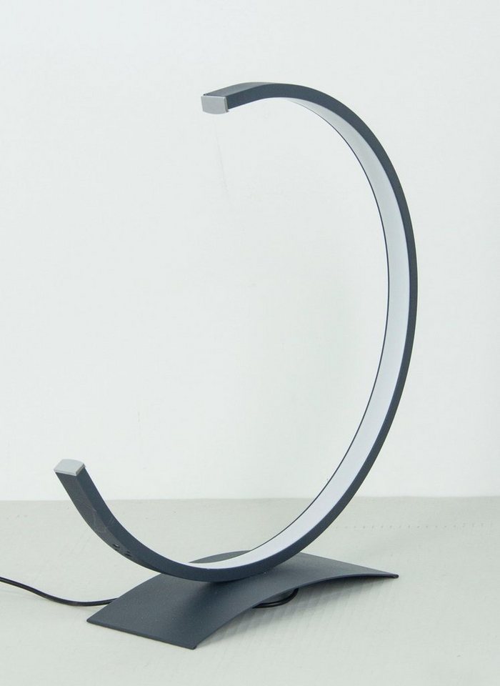 TRANGO LED Tischleuchte 2019-03S, 2019-03A *MOONLIGHT* stufenlos dimmbar & CCT Lichtfarbe Steuerung 3000K-4500K-6500K mit Schnurschalter LED-Lichtleiste, Tischleuchte, Nachttischlampe, inkl. 1x 12.5 Watt LED Modul, Tischlampe in Anthrazit schwarz von TRANGO