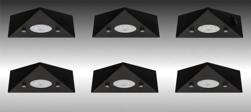 TRANGO LED Unterbauleuchte, 6er Set 6740-65 LED-Küchenunterbauleuchte aus Edelstahl in Matt-Schwarz *COOK* LED Einbauleuchte - Einbaustrahler inkl. 6x 4,8 Watt LED Modul 3000K warmweiß - direkt 230 Volt - beliebig erweiterbar, Schalter - Dreieckleuchte – Schrankleuchte TRANGO LED Unterbauleuchte, 6er Set 6740-65 LED-Küchenunterbauleuchte aus Edelstahl in Matt-Schwarz *COOK* LED Einbauleuchte - Einbaustrahler inkl. 6x 4,8 Watt LED Modul 3000K warmweiß - direkt 230 Volt - beliebig erweiterbar, Schalter - Dreieckleuchte – Schrankleuchte von TRANGO