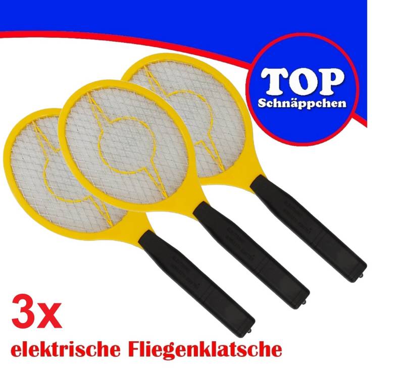 TRANGO Moskitonetz (3er Pack FL2004-3 elektrische Fliegenklatsche - Mückenfänger - Obstfliegenfänger, 3 St., Fliegenfänger – Spinnenfänger), Mückenjäger – Fliegenschläger - Betrieb mit 2X AA 1.5 Volt Batterie von TRANGO