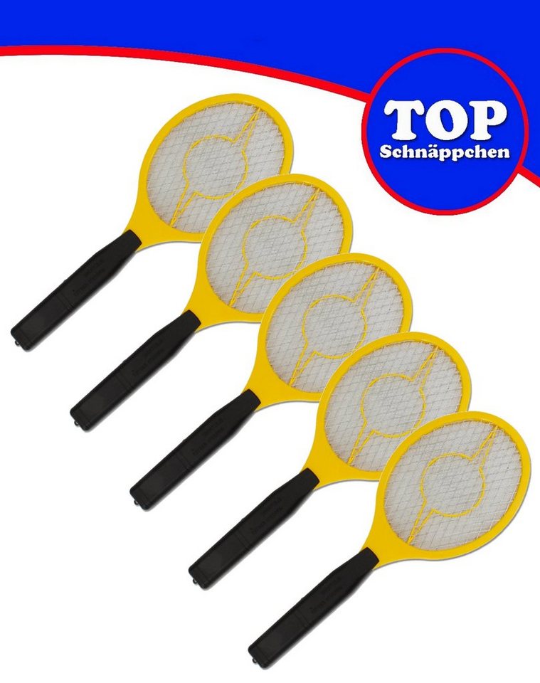 TRANGO Moskitonetz (5er Pack FL2004-5 elektrische Fliegenklatsche - Mückenfänger - Obstfliegenfänger, 5 St., Fliegenfänger – Spinnenfänger), Mückenjäger – Fliegenschläger - Betrieb mit 2X AA 1.5 Volt Batterie von TRANGO