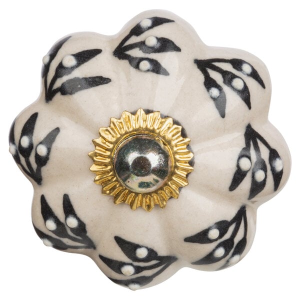 TRANQUILLO Blütenförmiger Knauf Haken mit buntem Muster aus Keramik für dein Möbelstück von TRANQUILLO