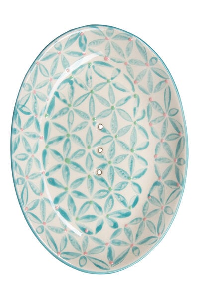 TRANQUILLO Ovale Seifenschale aus Steinzeug mit bunten Mustern 14 cm von TRANQUILLO