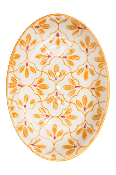 TRANQUILLO Ovale Seifenschale aus Steinzeug mit bunten Mustern 14 cm von TRANQUILLO