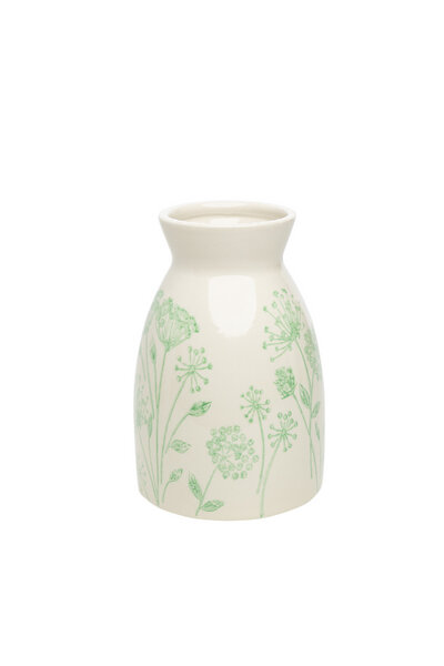 TRANQUILLO Vase FLORAL mit Blütenmuster in grün (POR531) von TRANQUILLO