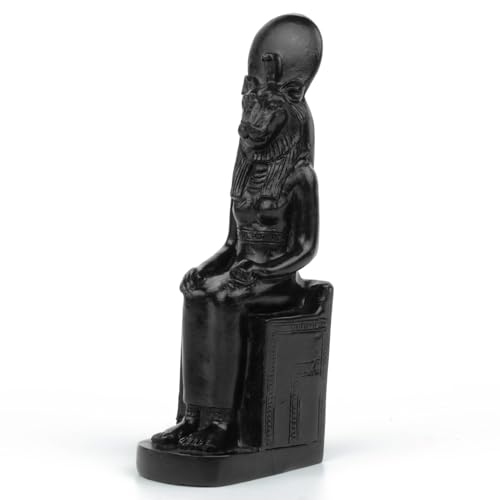 TRANGSOOG Ägyptische Göttin Sekhmet Statue sitzend auf Thron Mini 9,7 cm H Sammlerfigur Schwarz von TRANSGOOD