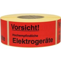 Warnetiketten Maße 145x70mm Papier rot Vorsicht Hochempfindliche Elektroge von TRANSPAK