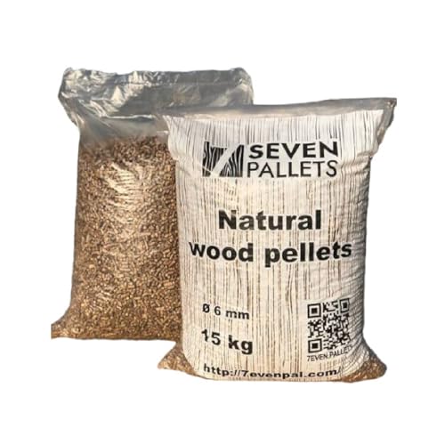 Holzpellets 15kg ökologische Heizpellets Pellets aus Nadelholz Sackware Zündholz Naturprodukt Anfeuerholz Holzspäne sauber ofenfertig Feuchtigkeitsgehalt 8-10% Brennholz Anmachholz von TRANSWOOD