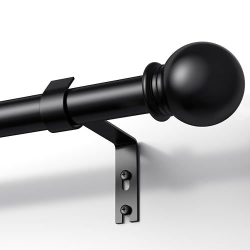 TRAROD Gardinenstange Schwarz 81-314cm 2 Stück, Vorhangstange Ausziehbar 16 mm Durchmesser, Metall Gardinenstange mit Kugelkopf Enden für Schlafzimmer, Wohnzimmer und Küchen, Schwarz Matt von TRAROD