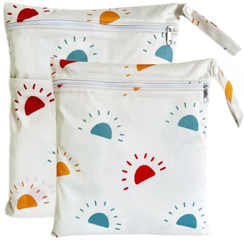 TRASUN Wetbag Kindergarten Nasstasche Windel Taschen Schwimmsachen Nassbeutel Nasse und Trocken Wickeltasche 2er Wasserdicht Waschbar Nassbeutel Organiser für Kleinkind von TRASUN