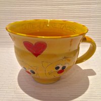 Lieblingstasse Mit Katzen/ Große Tasse Aus Keramik/Gelbe Gute-Laune-Tasse Spülmaschinenfest Milchkaffeetasse von TRAUMKERAMIK