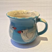 Lieblingstasse Türkis-Blau Mit Vogelmotiv/Fröhliche Keramiktasse Spülmaschinenfest/ Keramik-Tasse/Keramik-Becher/Handgemachter Becher von TRAUMKERAMIK