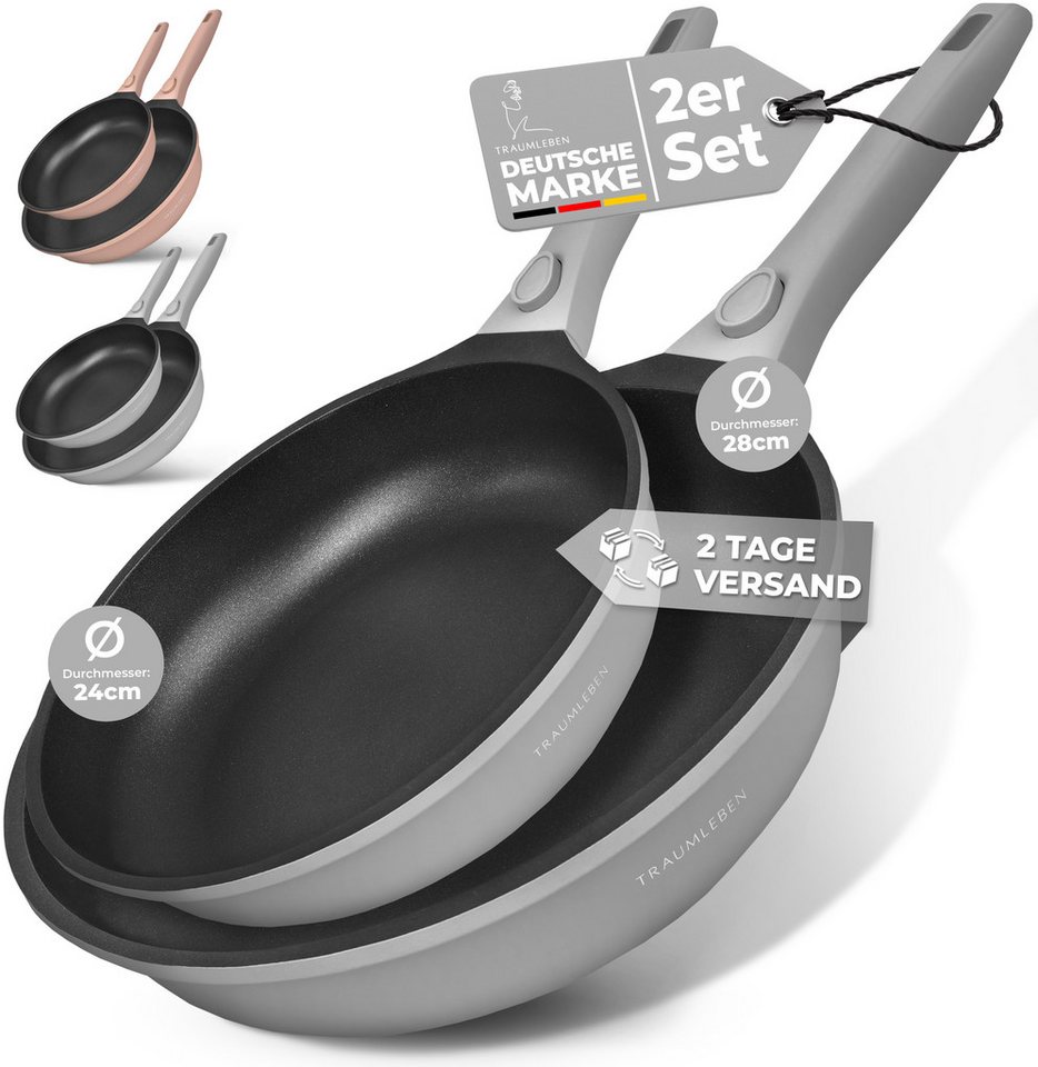 TRAUMLEBEN Pfannen-Set Pfanne 24/28 cm Bratpfanne Antihaftbeschichtung abnehmbare Griffe, Aluminium, Beschichtete Pfannen, Pfannenset TRAUMLEBEN Pfannen-Set Pfanne 24/28 cm Bratpfanne Antihaftbeschichtung abnehmbare Griffe, Aluminium, Beschichtete Pfannen, Pfannenset von TRAUMLEBEN