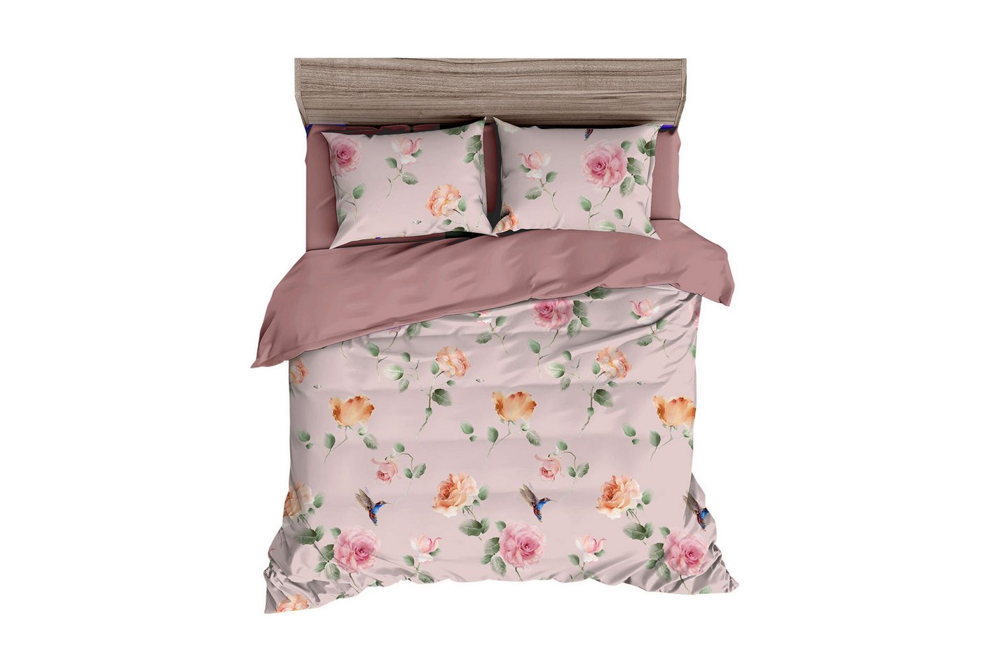 Bettwäsche Rosen, TRAUMSCHLAF, Mako Satin, 3 teilig, florales Design mit seidigem Glanz von TRAUMSCHLAF