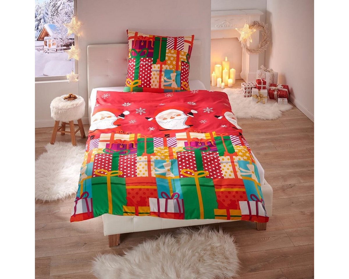 Bettwäsche Weihnachten Geschenke, TRAUMSCHLAF, Renforce, 2 teilig, glatte, leichte Baumwolle von TRAUMSCHLAF