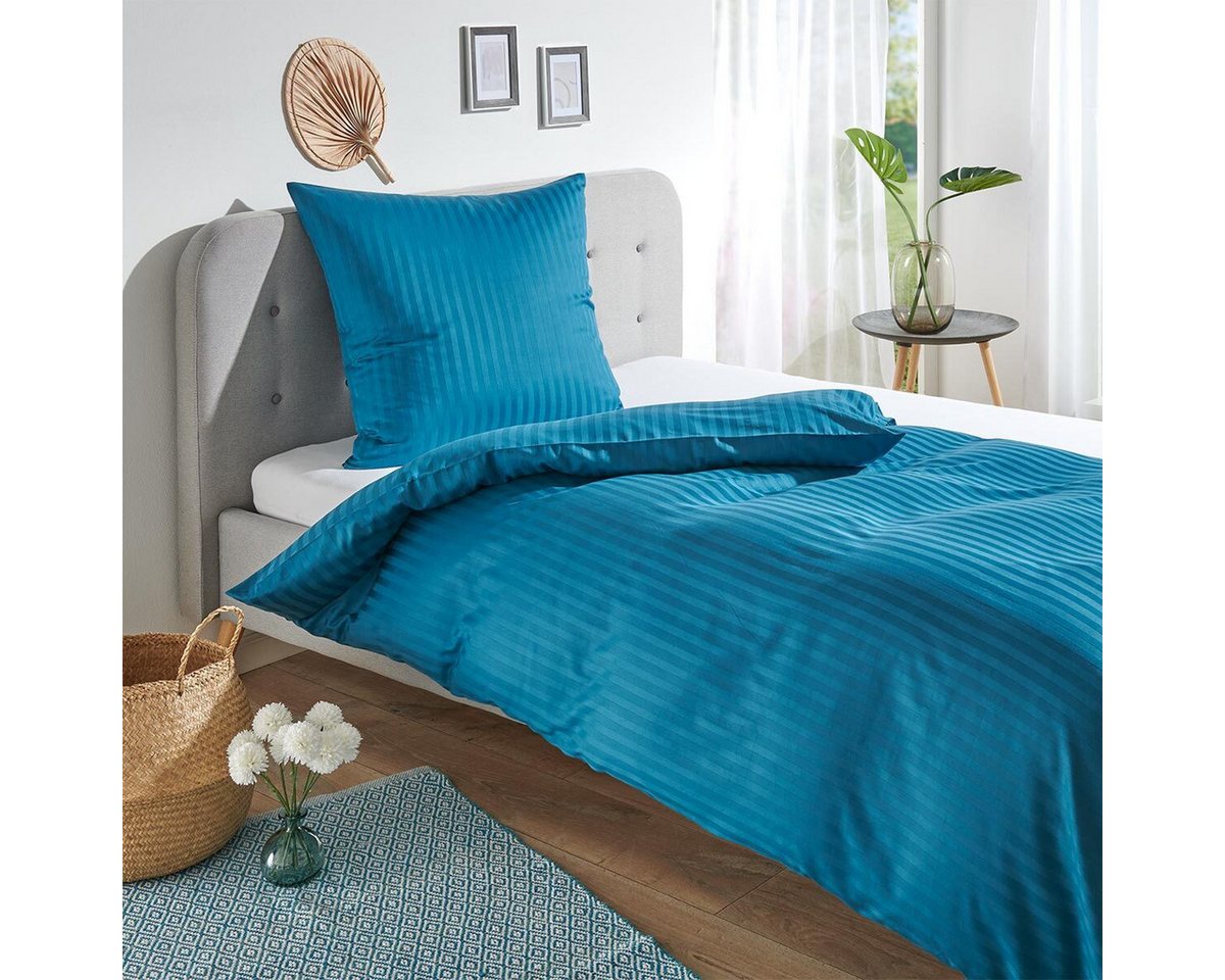 TRAUMSCHLAF Bettwäsche Stripe, Mako Satin, 2 teilig, hochwertige Satin Bettwäsche von TRAUMSCHLAF