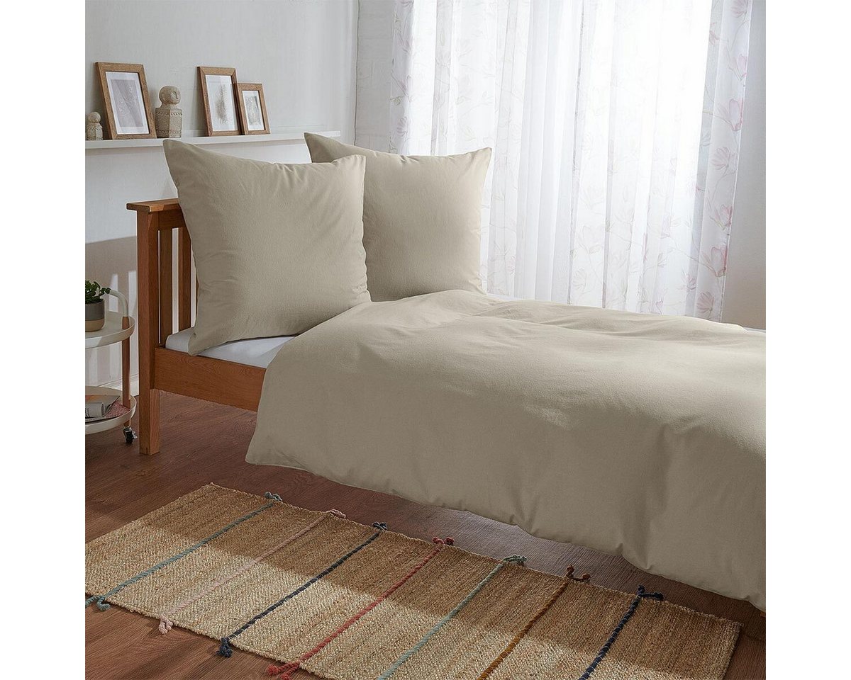 TRAUMSCHLAF Bettwäsche Uni Feinbiber, Biber, 3 teilig, feine warme weiche Biber Qualität von TRAUMSCHLAF