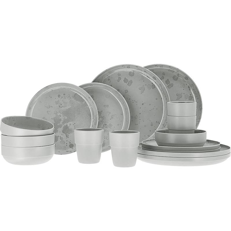 TRAVELLIFE Melamin Geschirr Set Palma Camping Reise Keramik Optik 16 teilig-Light Grey von TRAVELLIFE