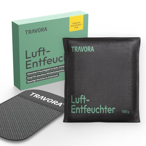 TRAVORA Luftentfeuchter Kissen Auto 500g mit Anti-Rutsch Pad - wiederverwendbarer Luftentfeuchter Auto - Entfeuchter Kissen gegen beschlagene Autoscheiben - 1x platzsparender Auto Entfeuchter von TRAVORA