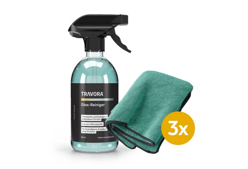 TRAVORA Reinigungs-Set Bio-Glasreiniger Auto & Acryl Glas Reiniger für kristallklare Sicht von TRAVORA