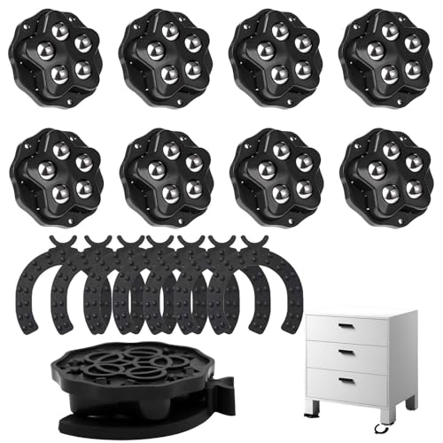 8PCS Kugelrollen für Möbel mit Bremsbelägen, TREABEAR Möbelrollen Klein， Möbelrollen Flach, 360 Grad Kugelrollen, Kleberollen Unter Möbel, Kugelrollen Schwerlast mit 5 Stahlkugeln, Kleine Möbelrollen von TREABEAR
