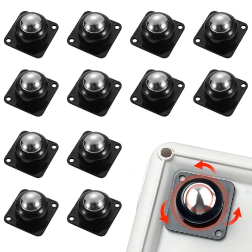 TREABEAR 12PCS Kugelrollen für Möbel Sselbstklebendes Schwarz, Möbelrollen Klein, Selbstklebendes Rollenrad, Universal Universalrad Selbstklebende 360° Möbelroller für Transport von Möbeln von TREABEAR