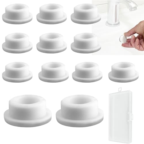 TREABEAR 12Pcs Waschbecken Überlauf Abdeckung, Badewannenüberlauf Abdeckung Mit Aufbewahrungsbox, Auslauf Abdeckung Spüle, Gummi Waschbecken Plug Anwendbar Auf Durchmesser 22-24mm Waschbecken Loch von TREABEAR