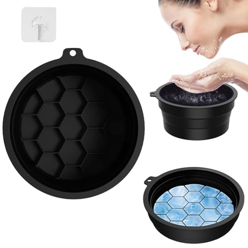 TREABEAR Waschschüssel Pflege für Erwachsene Schwarz, Faltbare Schüssel With Built-In Icetray, Tragbare Hautpflegeschüssel 215mm × 100mm, Silikon Faltbare Schüssel Face Bowl for Ice mit Haken TREABEAR Waschschüssel Pflege für Erwachsene Schwarz, Faltbare Schüssel With Built-In Icetray, Tragbare Hautpflegeschüssel 215mm × 100mm, Silikon Faltbare Schüssel Face Bowl for Ice mit Haken von TREABEAR
