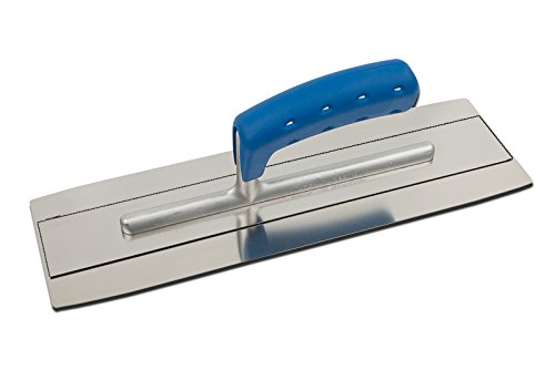 TREBI Doppelblatt Edelstahl-Glättekelle Softgriff blau 350 x 110 mm - Doubleflex - Profi Qualität - Made in Germany von TREBI