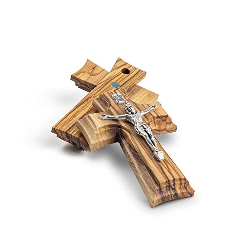 Kruzifix Wandkreuz Magnet, Heiliges Land Olivenholz aus Israel, religiöse Holzwandkunst & Kühlschrankmagnet, katholischer & christlicher Glaubenstein aus dem Heiligen Land von TREE OF LIFE REV. 22:14