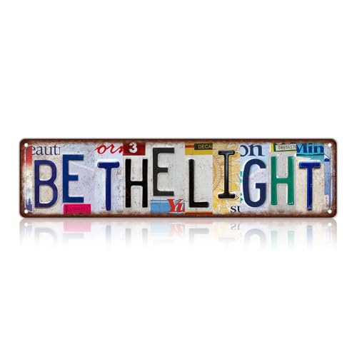 TREEPERI Vintage Be the Light Straßenschild, Wanddekoration, Metall-Blechschilder für Bar, Zuhause, Schlafzimmer, Garage von TREEPERI