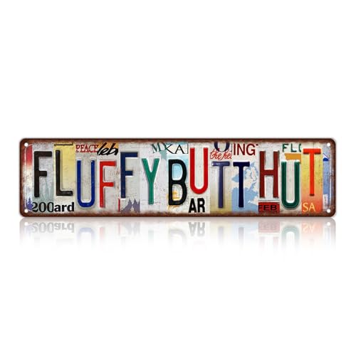 TREEPERI Vintage Fluffy Butt Hütte Straßenschild Hühnerstall Wanddekoration Metall Blechschilder von TREEPERI