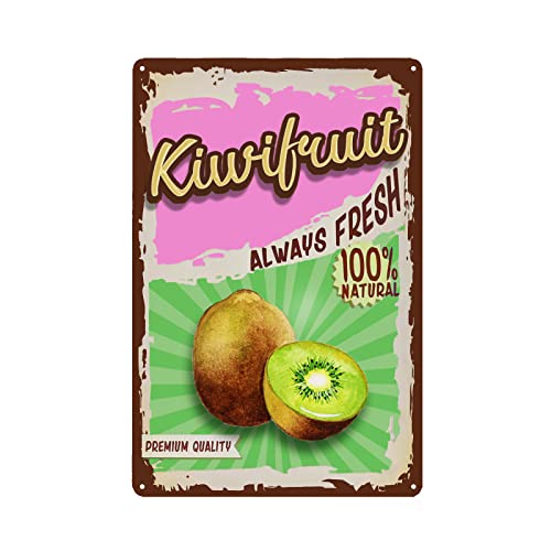 TREEPERI Vintage Kiwi Blechschild – Fruit Metallschild – Retro Deko Schild Wanddekoration Heimdekoration von TREEPERI