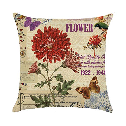 TREESTAR Kissenbezug aus Serie Blumen Kissen Pillowcase Dekokissen Kissenbezüge für Bett Wohnzimmer Sofa Haus Auto Büro 45 x 45 cm Medium E von TREESTAR