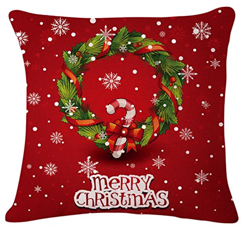 TREESTAR Kissenbezug aus der Serie Frohe Weihnachten Kissen Pillowcase Dekoration Kissenbezug für Bett Sofa Stuhl Haus Auto Büro 45 x 45 cm von TREESTAR