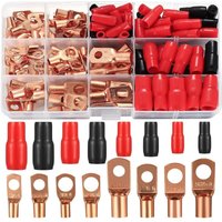 120-teiliges Crimp-Anschlussklemmen-Set, elektrische Anschlussklemmen, Bolzenloch-Batterie-Crimpklemmen, Kupferkabelschuhe, 60 Stück 120-teiliges Crimp-Anschlussklemmen-Set, elektrische Anschlussklemmen, Bolzenloch-Batterie-Crimpklemmen, Kupferkabelschuhe, 60 Stück von TREETALK
